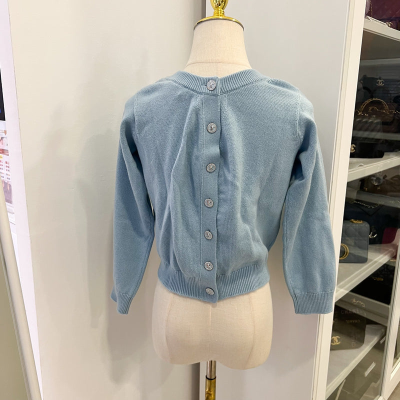 Chanel 25S Knitted Cardigan in Baby Blue 100% Cashmere (Model: P79549)