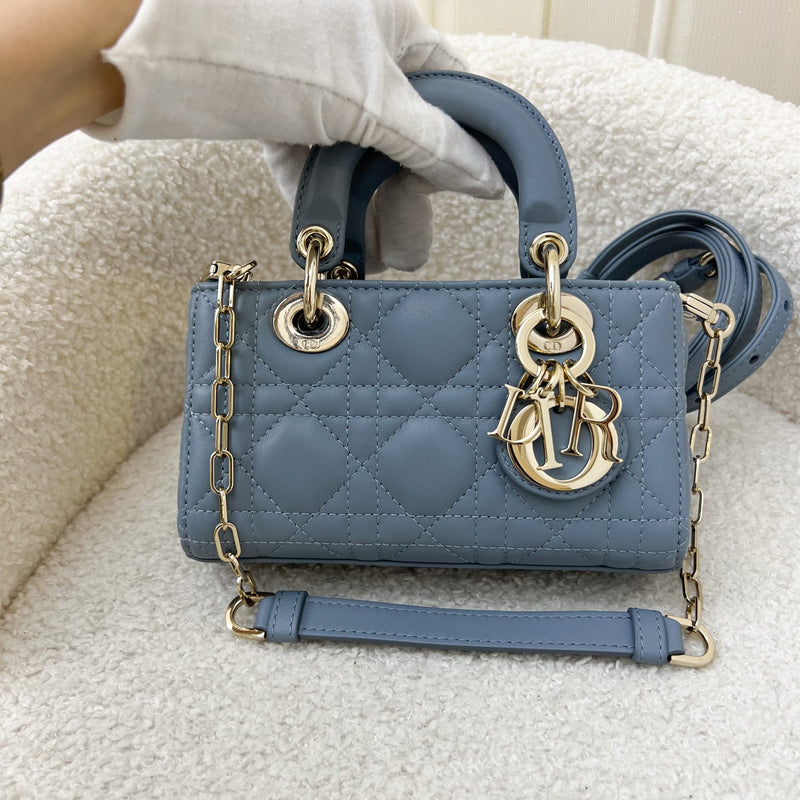 Dior Micro Lady D-Joy Bag in Cloud Blue Cannage Lambskin and LGHW
