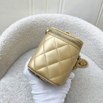 Chanel 23P Heart Adjustable Chain Vanity in Gold Lambskin and AGHW