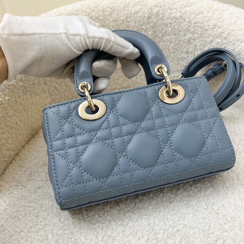 Dior Micro Lady D-Joy Bag in Cloud Blue Cannage Lambskin and LGHW