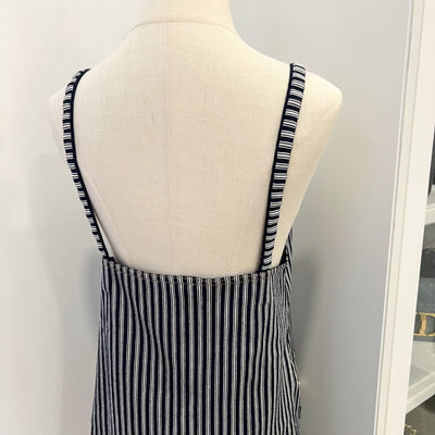 Chanel Pinstripe Sleeveless Dress with Front Pockets in Cotton and Polyester (Model: P79171)