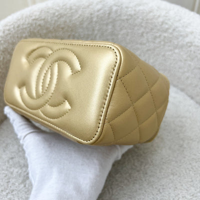 Chanel 23P Heart Adjustable Chain Vanity in Gold Lambskin and AGHW