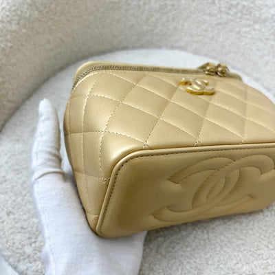 Chanel 23P Heart Adjustable Chain Vanity in Gold Lambskin and AGHW