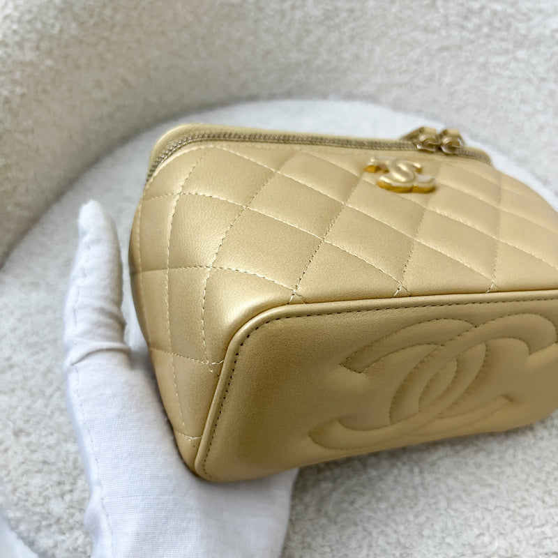 Chanel 23P Heart Adjustable Chain Vanity in Gold Lambskin and AGHW