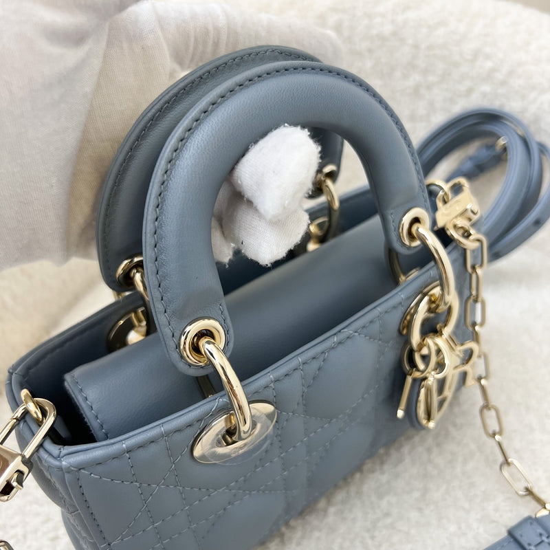 Dior Micro Lady D-Joy Bag in Cloud Blue Cannage Lambskin and LGHW