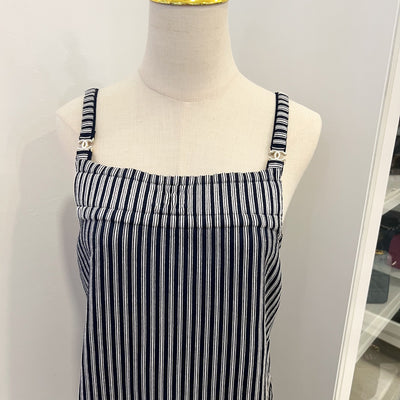 Chanel Pinstripe Sleeveless Dress with Front Pockets in Cotton and Polyester (Model: P79171)