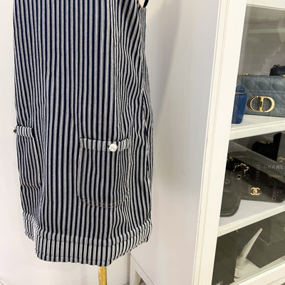 Chanel Pinstripe Sleeveless Dress with Front Pockets in Cotton and Polyester (Model: P79171)
