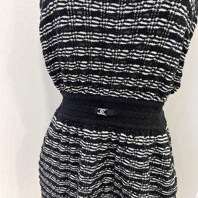 Chanel 25S Sleeveless Knit Mini Dress in Black and White (Model: P79186)