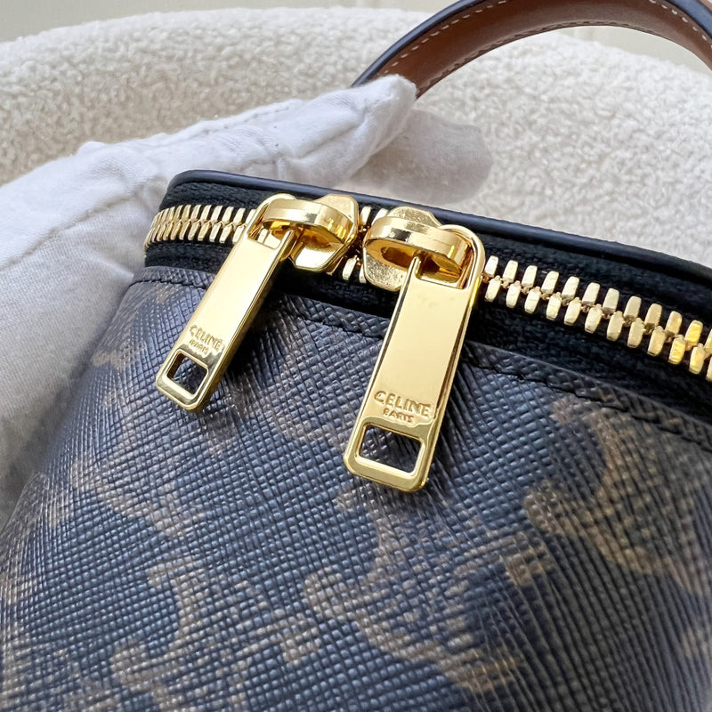 Celine Mini Vanity Case in Triomphe Canvas and Tan Calfskin GHW