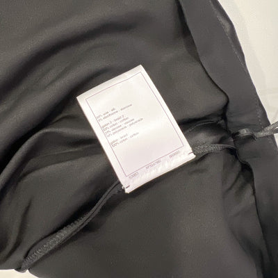 Chanel 25B Midi Skirt in Black Silk Satin and Lace (Model: P80409)