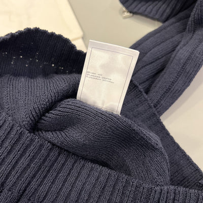 Chanel 24K Knitted Pullover with Zipper and Charms in Navy Wool and Polyamide (Model: P78425)