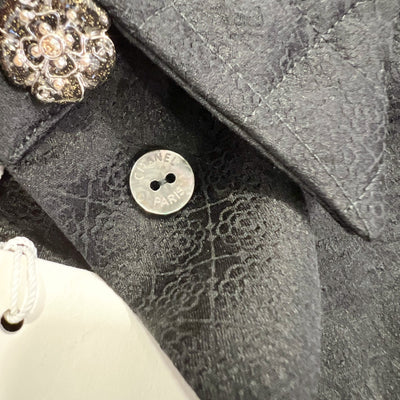Chanel 25A Shirt in Black 100% Silk Sz 38 (Model: P79880)