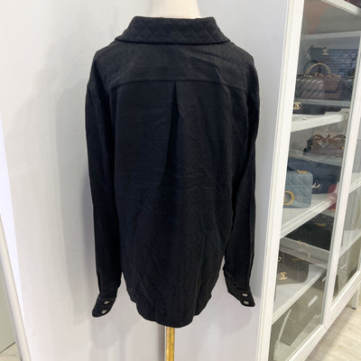 Chanel 25A Shirt in Black 100% Silk Sz 38 (Model: P79880)