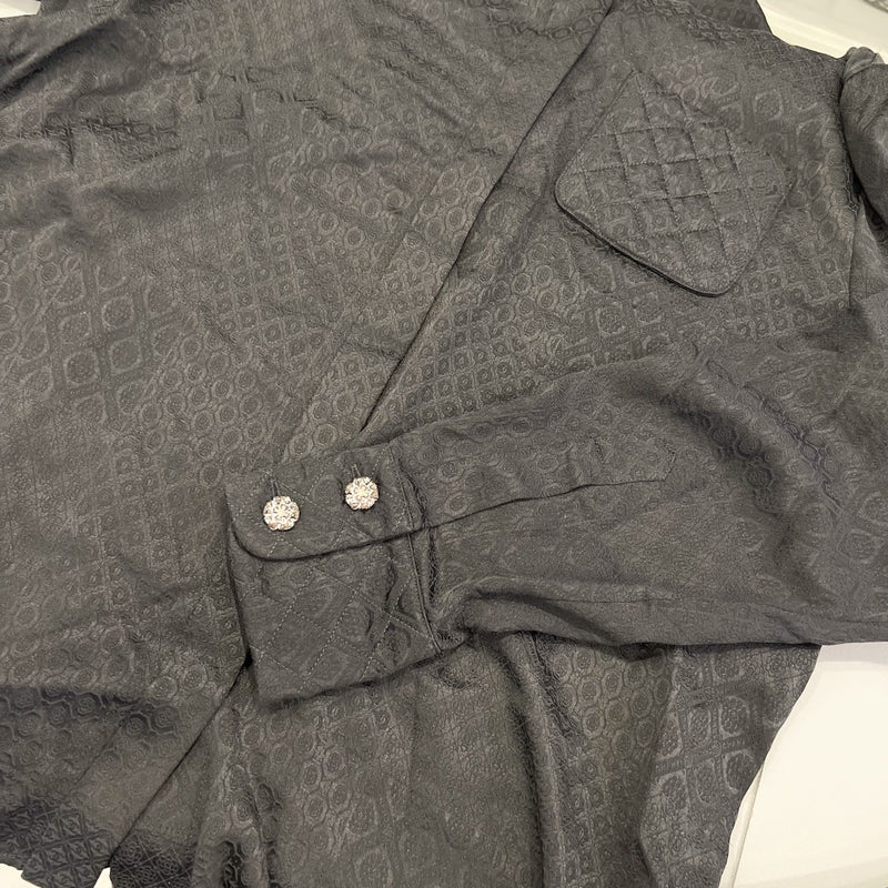 Chanel 25A Shirt in Black 100% Silk Sz 38 (Model: P79880)