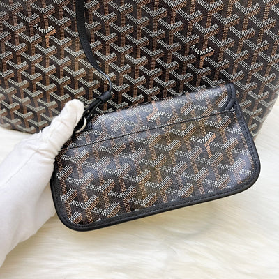 Goyard Saint Louis PM Tote in Black Signature Goyardine Canvas