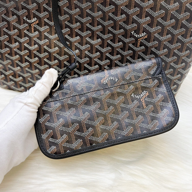 Goyard Saint Louis PM Tote in Black Signature Goyardine Canvas