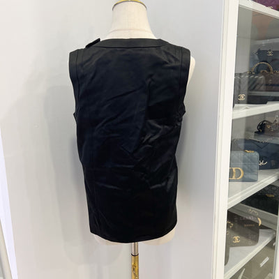 Chanel 25A Sleeveless Blouse / Top in Black 100% Silk with Gold Buttons (Model: P79815)