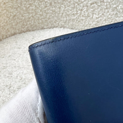 Hermes Bearn Long Bifold Wallet in Blue Leather and PHW