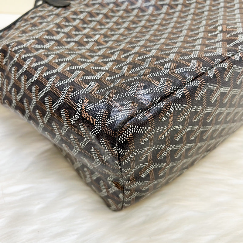 Goyard Saint Louis PM Tote in Black Signature Goyardine Canvas
