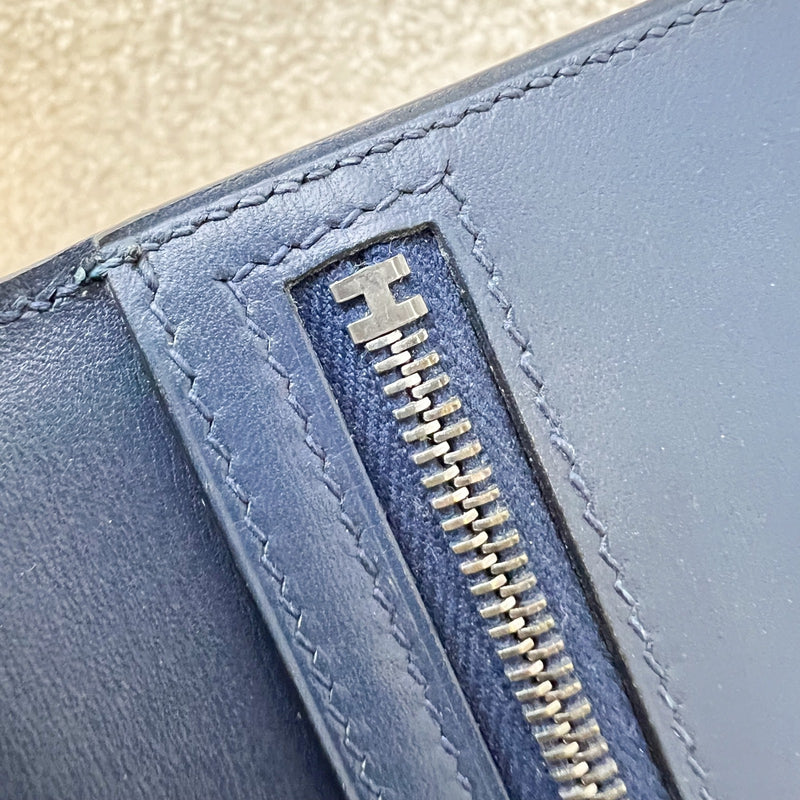 Hermes Bearn Long Bifold Wallet in Blue Leather and PHW