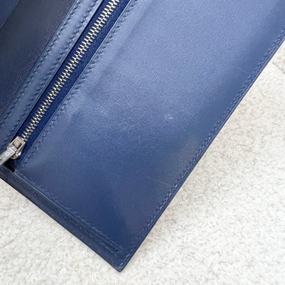 Hermes Bearn Long Bifold Wallet in Blue Leather and PHW