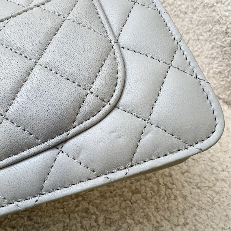 Chanel Pearl Crush Wallet on Chain WOC in 23C Light Grey Lambskin and AGHW