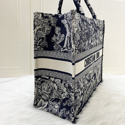 Dior Large Book Tote in Dark Blue Reverse Toile De Jouy Canvas