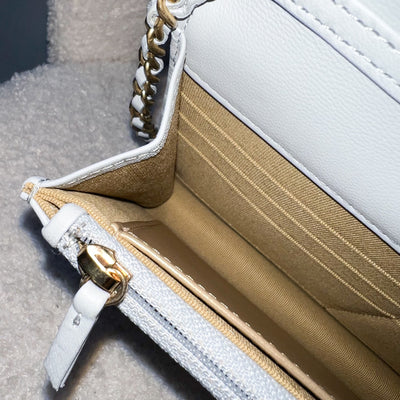 Chanel Pearl Crush Wallet on Chain WOC in 23C Light Grey Lambskin and AGHW