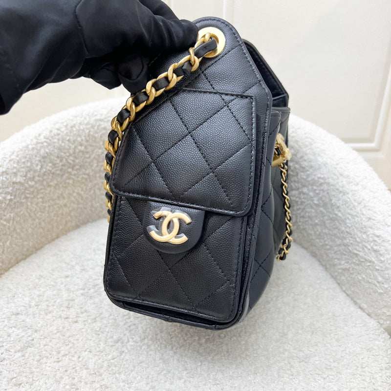 Chanel 25 Mini Hobo Bag in Black Caviar and AGHW (Model: AS5631)