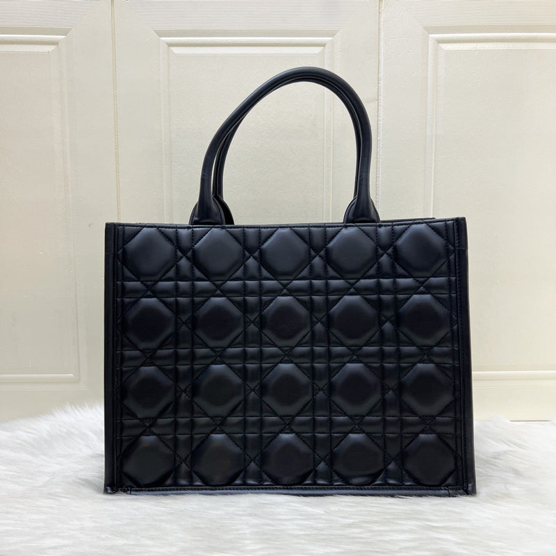 Dior Medium Book Tote in Black Macrocannage Calfskin and LGHW