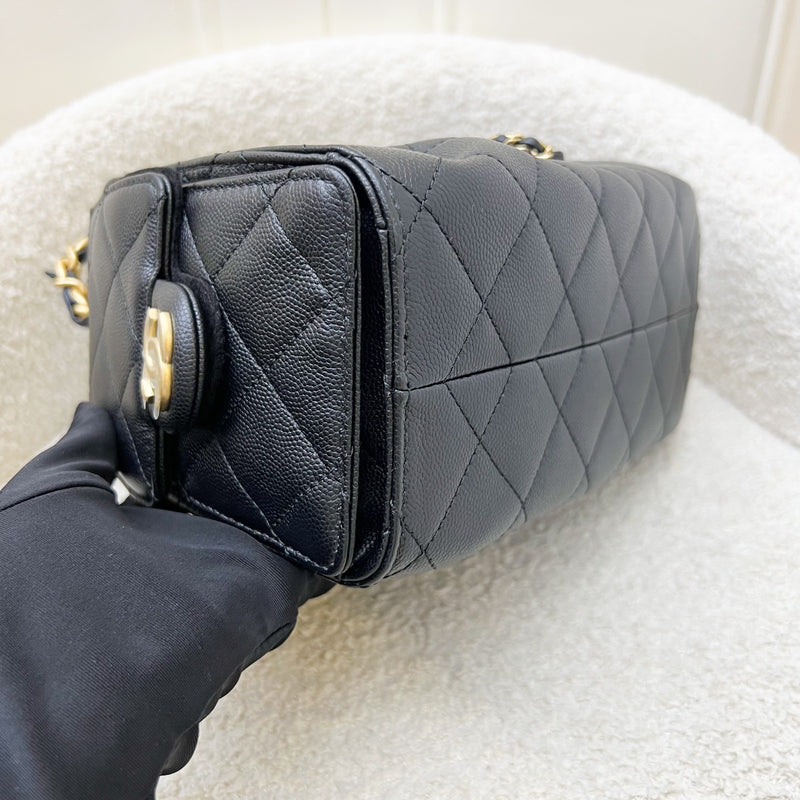 Chanel 25 Mini Hobo Bag in Black Caviar and AGHW (Model: AS5631)