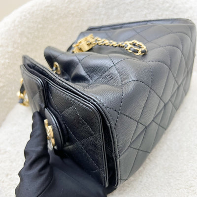Chanel 25 Mini Hobo Bag in Black Caviar and AGHW (Model: AS5631)