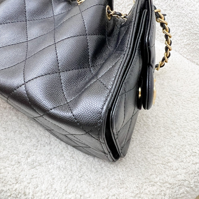 Chanel 25 Mini Hobo Bag in Black Caviar and AGHW (Model: AS5631)