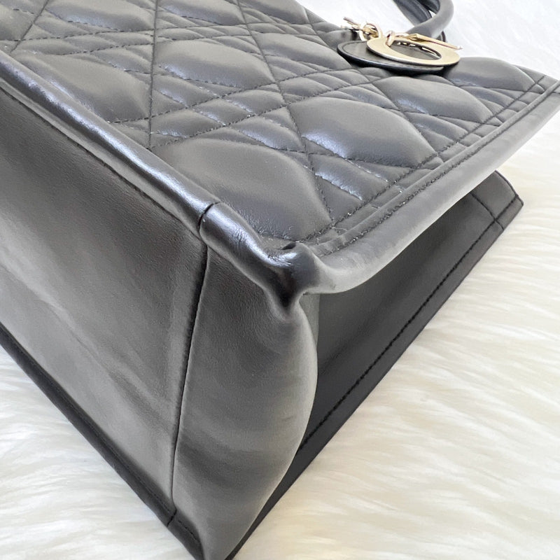 Dior Medium Book Tote in Black Macrocannage Calfskin and LGHW