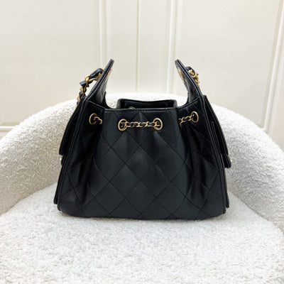 Chanel 25 Mini Hobo Bag in Black Caviar and AGHW (Model: AS5631)