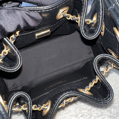 Chanel 25 Mini Hobo Bag in Black Caviar and AGHW (Model: AS5631)