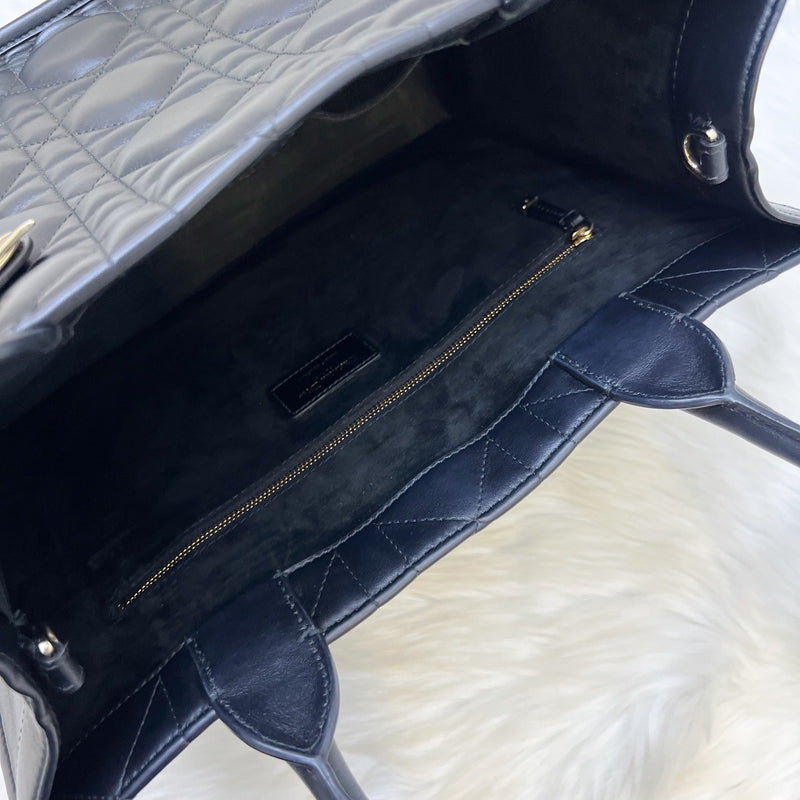 Dior Medium Book Tote in Black Macrocannage Calfskin and LGHW
