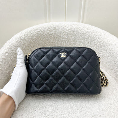 Chanel 24S Medium Pouch / Clutch with Chain in Black Caviar and LGHW