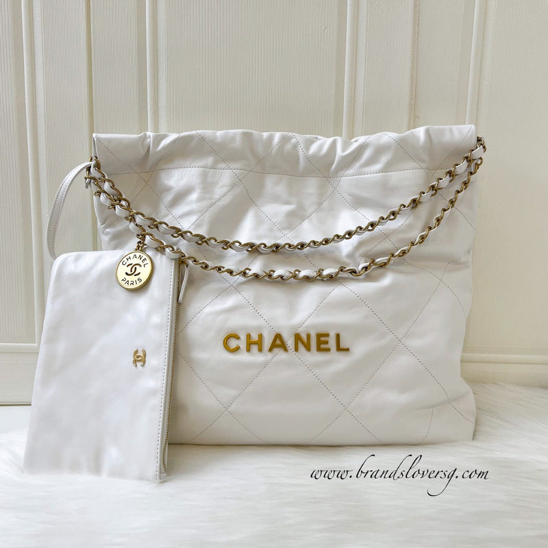 Chanel 22 Medium Hobo Bag in White Calfskin and GHW – Brands Lover