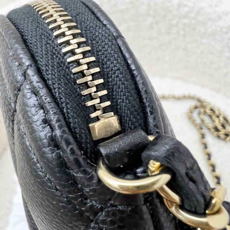 Chanel 24S Medium Pouch / Clutch with Chain in Black Caviar and LGHW