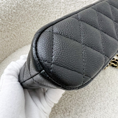 Chanel 24S Medium Pouch / Clutch with Chain in Black Caviar and LGHW