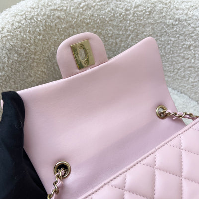 [Local Full Set] Chanel 24K Extra Mini Rectangular Flap in Sakura Pink Lambskin and GHW (Model: AS5219)