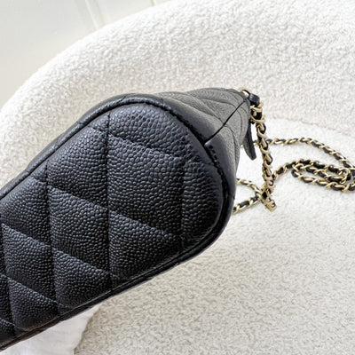 Chanel 24S Medium Pouch / Clutch with Chain in Black Caviar and LGHW