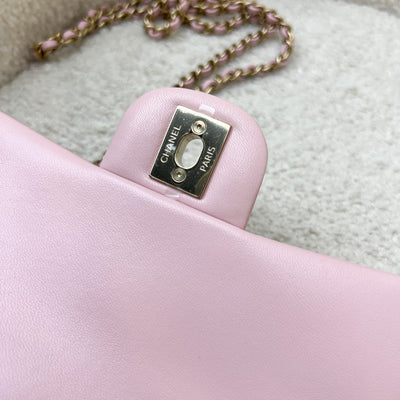 [Local Full Set] Chanel 24K Extra Mini Rectangular Flap in Sakura Pink Lambskin and GHW (Model: AS5219)