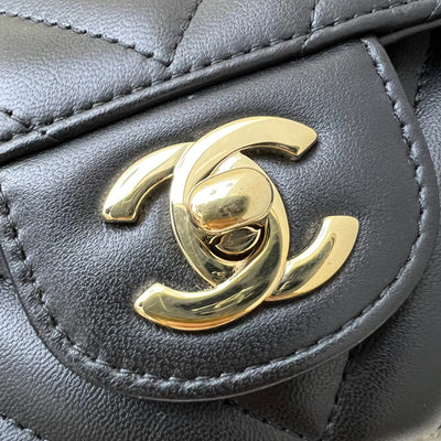 Chanel Classic Mini Rectangle Flap in Chevron Quilted Black Lambskin and LGHW (Model: A69900)