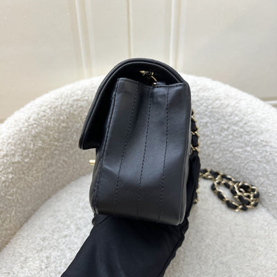 Chanel Classic Mini Rectangle Flap in Chevron Quilted Black Lambskin and LGHW (Model: A69900)