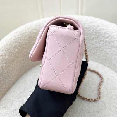 [Local Full Set] Chanel 24K Extra Mini Rectangular Flap in Sakura Pink Lambskin and GHW (Model: AS5219)