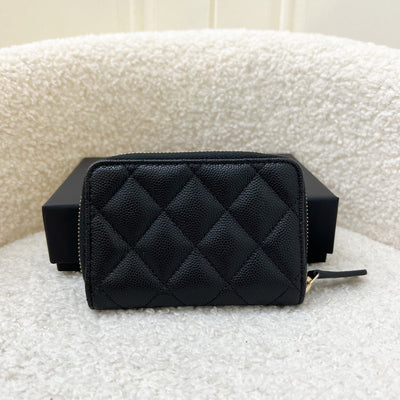 Chanel 23C Zipped Card Holder in Black Caviar LGHW