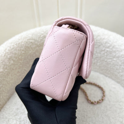 [Local Full Set] Chanel 24K Extra Mini Rectangular Flap in Sakura Pink Lambskin and GHW (Model: AS5219)