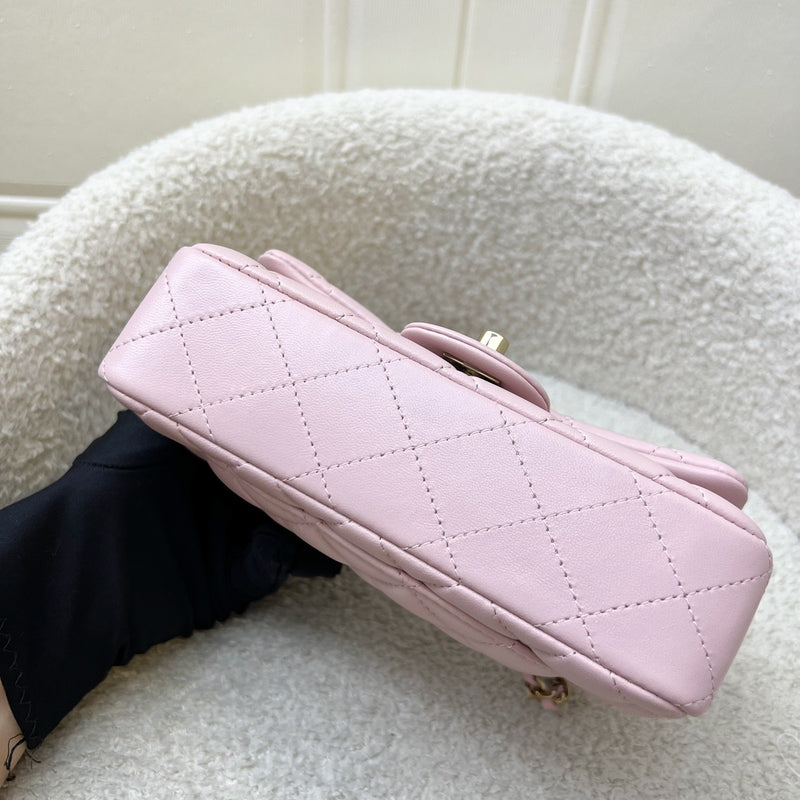 [Local Full Set] Chanel 24K Extra Mini Rectangular Flap in Sakura Pink Lambskin and GHW (Model: AS5219)